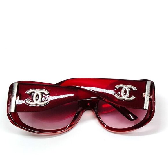 CHANEL Accessories - CHANEL Red Tinted CC Logo Sunglasses